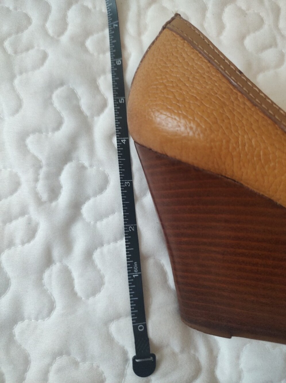 Tory Burch Brown Leather Peep-Toe Heels with Gold Medallion - Picture 7 of 7